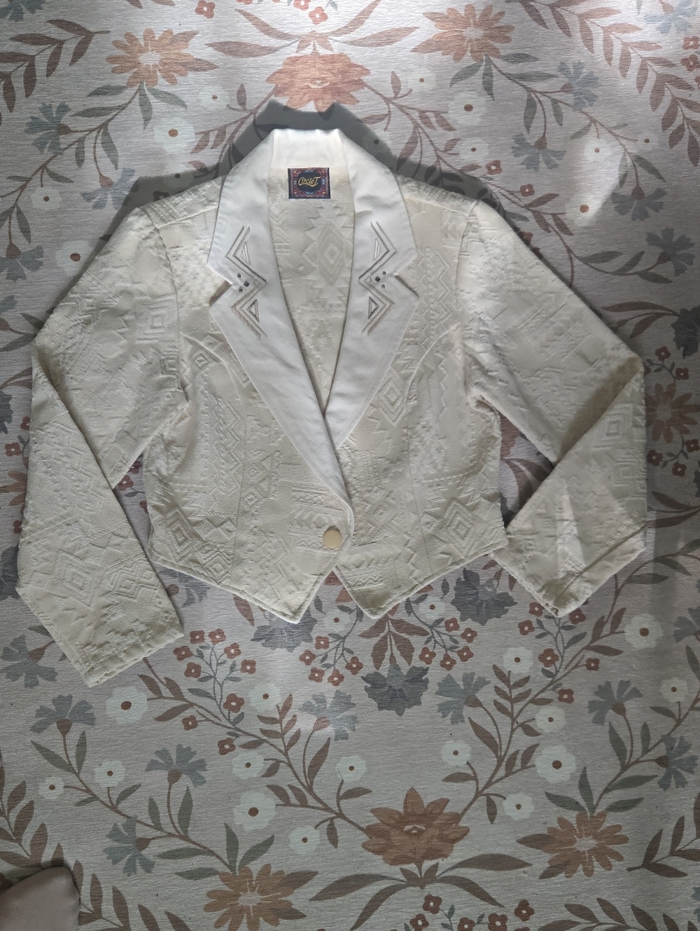 Women Circle T Country Western Tapestry Jacket 80s 90s Boho Festive Size Small